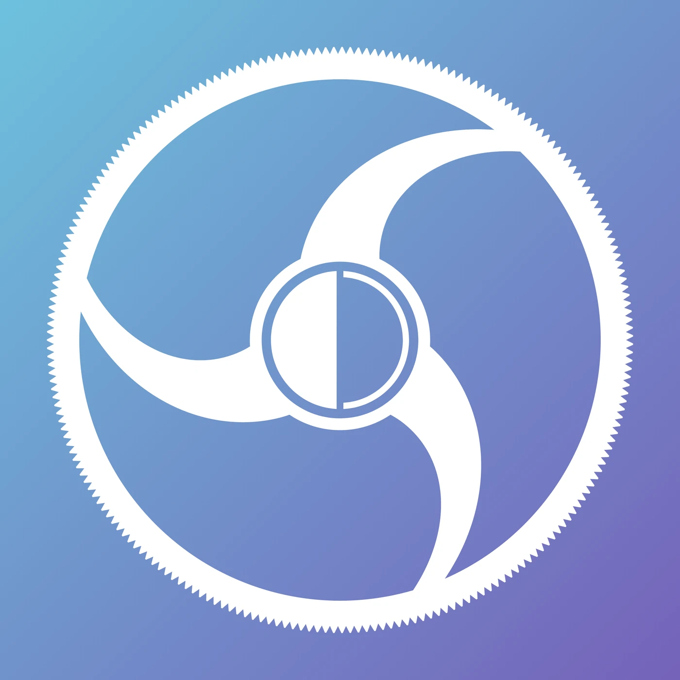 One-colour mark in white on the brand gradient