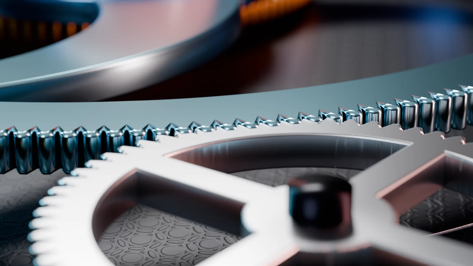Macro view of the teeth meshing