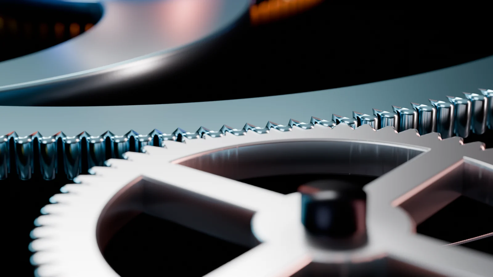 Macro view of the teeth meshing